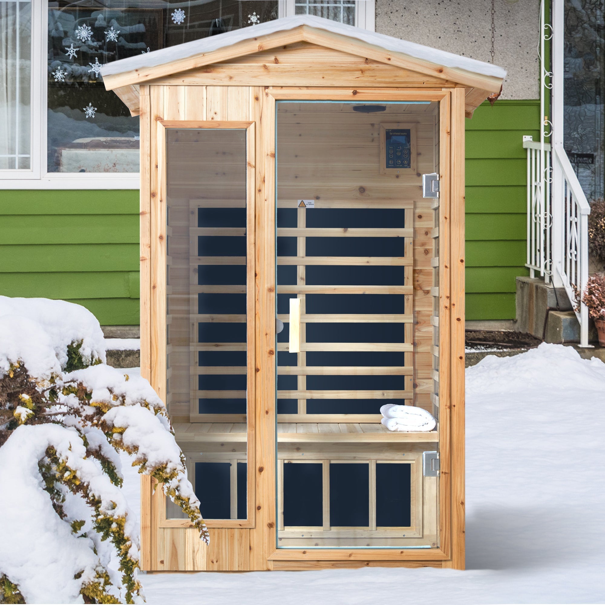 Two Person Far Infrared Old Fir Outdoor Sauna Room