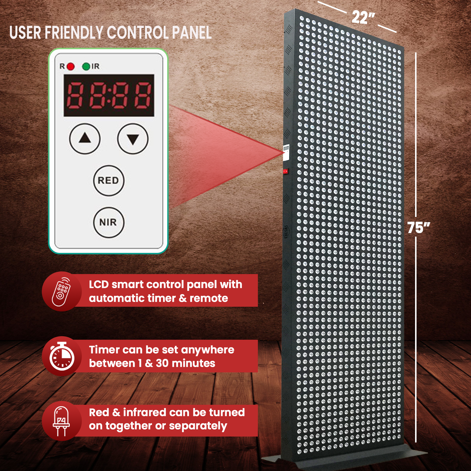 EXESAS 1216 LED, 6080W Dual-Chip, Red Light Therapy Device for Full Body, 4-Wavelengths Infrared LED Panel for Skin, Weight, Pain, Wellness