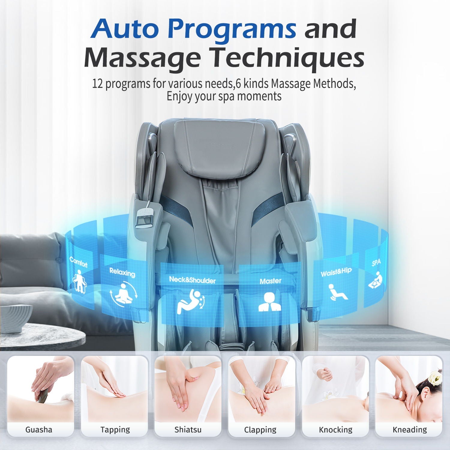 Bosscare - 2023 Brand New Update Gr8686 Massage Chairs With AI Voice, App Control Sl Track Zero Gravity Full Body Massage Recliner - Gray