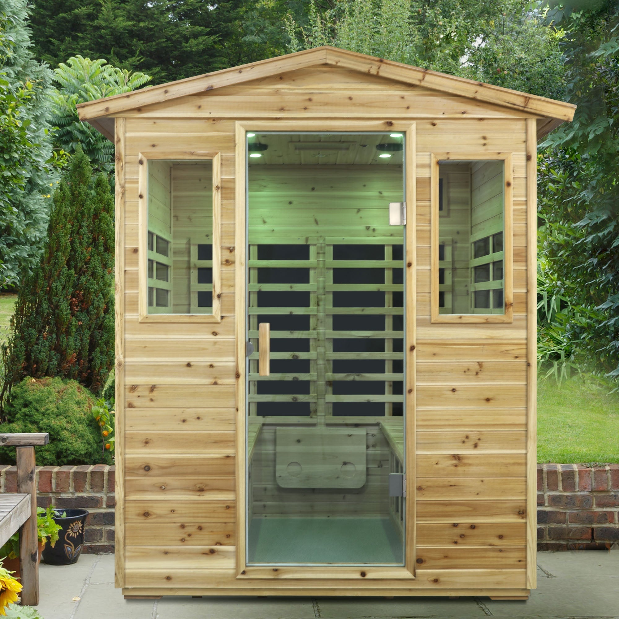 Four Person Far-Infrared Old Fir Outdoor Sauna Room