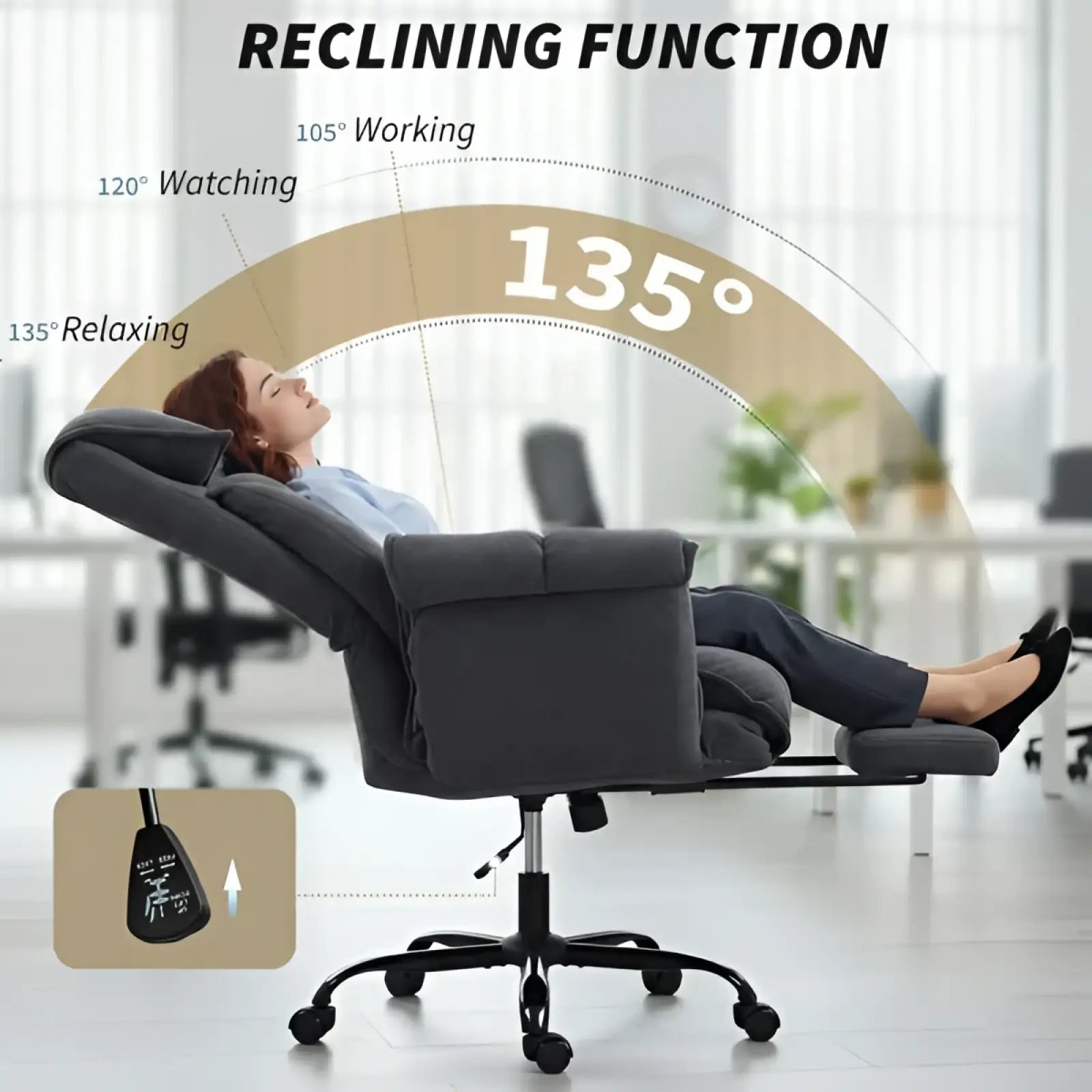 Massage Office Chair Reclining Black with Footrest