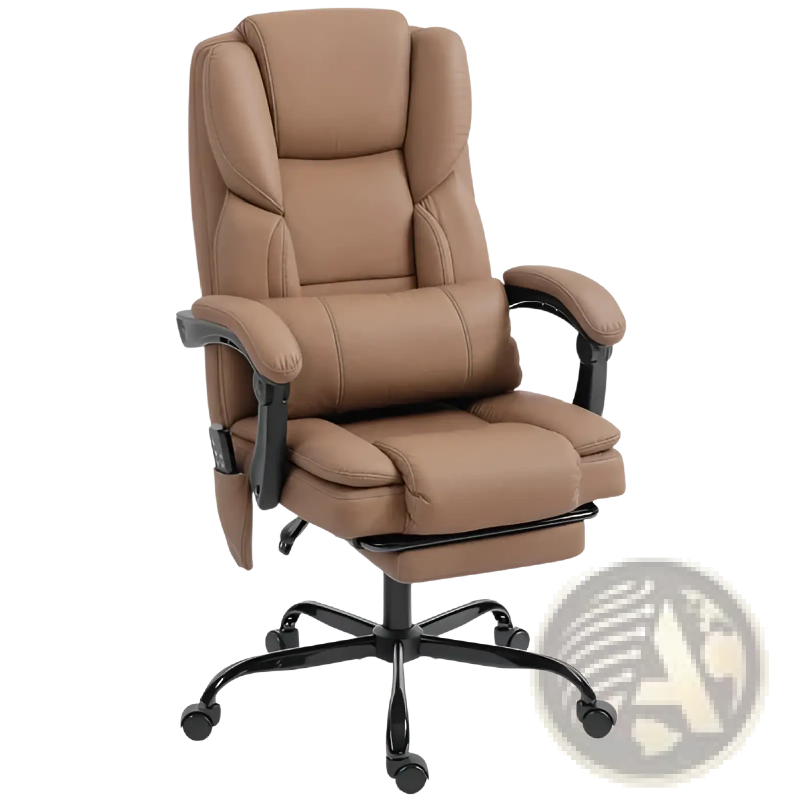 Massage Office Chair Reclining Faux Leather Brown