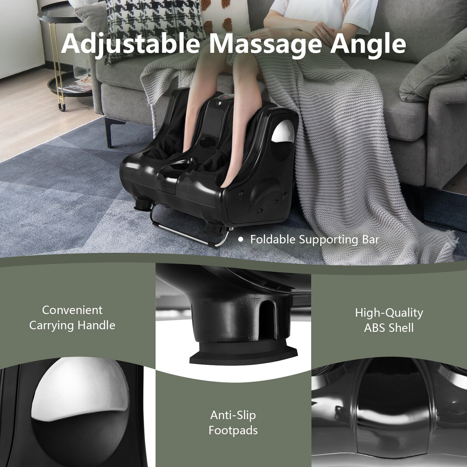 Foot and Calf Massager with Heat Vibration Deep Kneading and Shiatsu