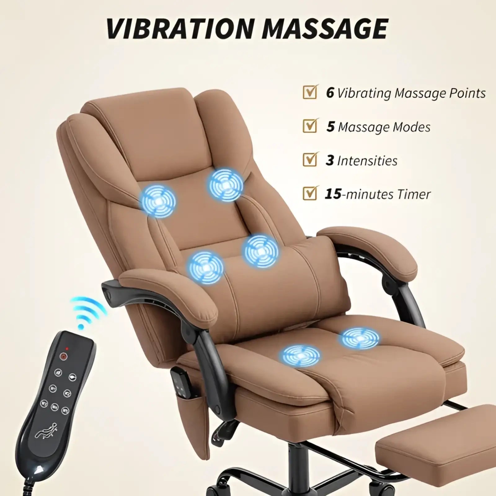 Massage Office Chair Reclining Faux Leather Brown
