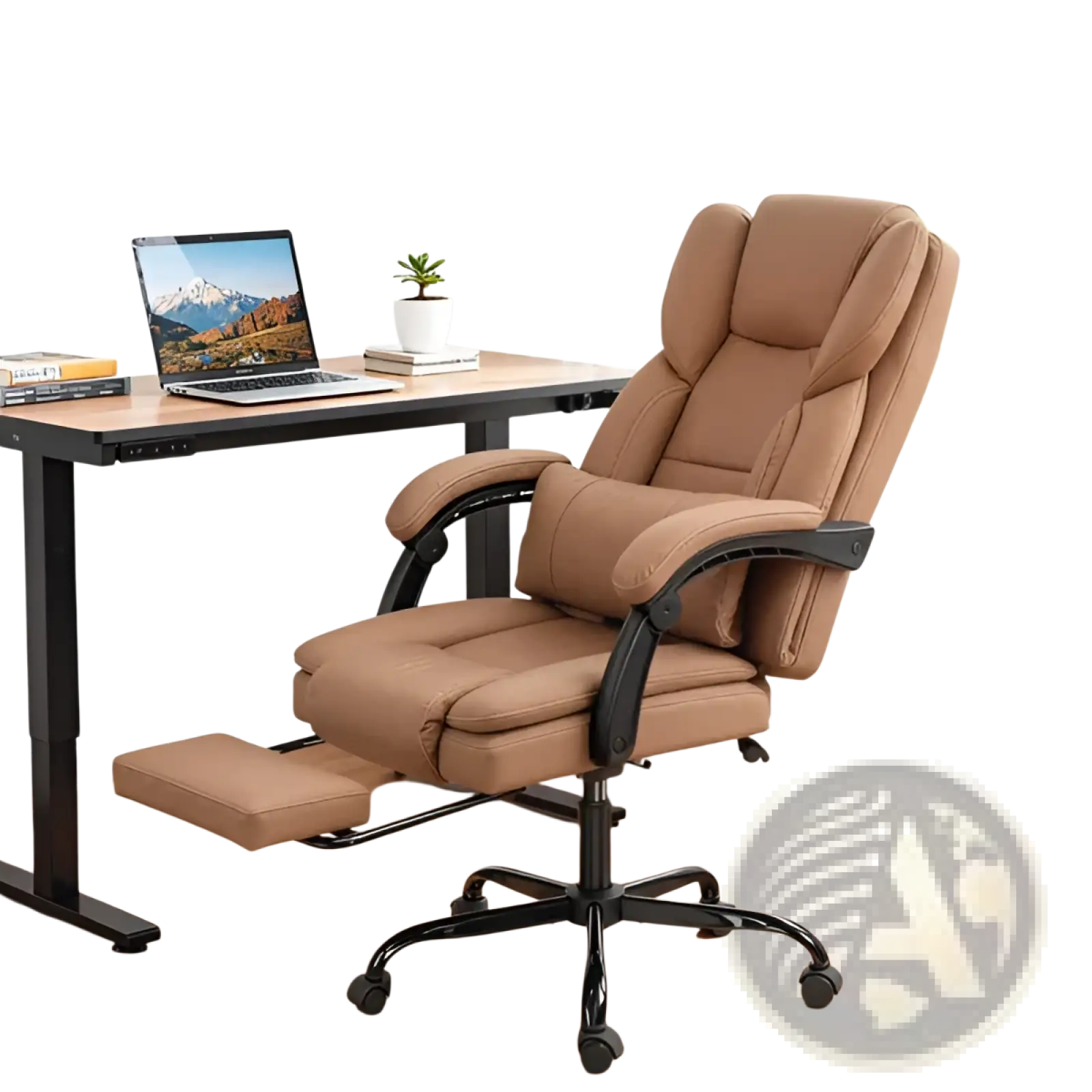 Massage Office Chair Reclining Faux Leather Brown